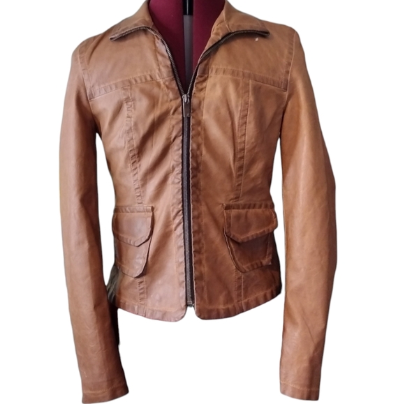 William Rast faux leather Bomber Biker Jacket zipper sleeves pockets fully lined - Picture 11 of 12